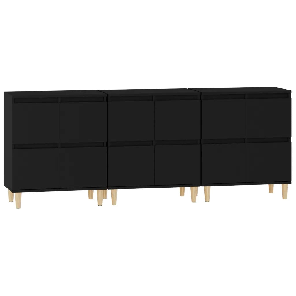 Credenze 3pz Nere 60x35x70 cm in Legno Multistrato 3185768