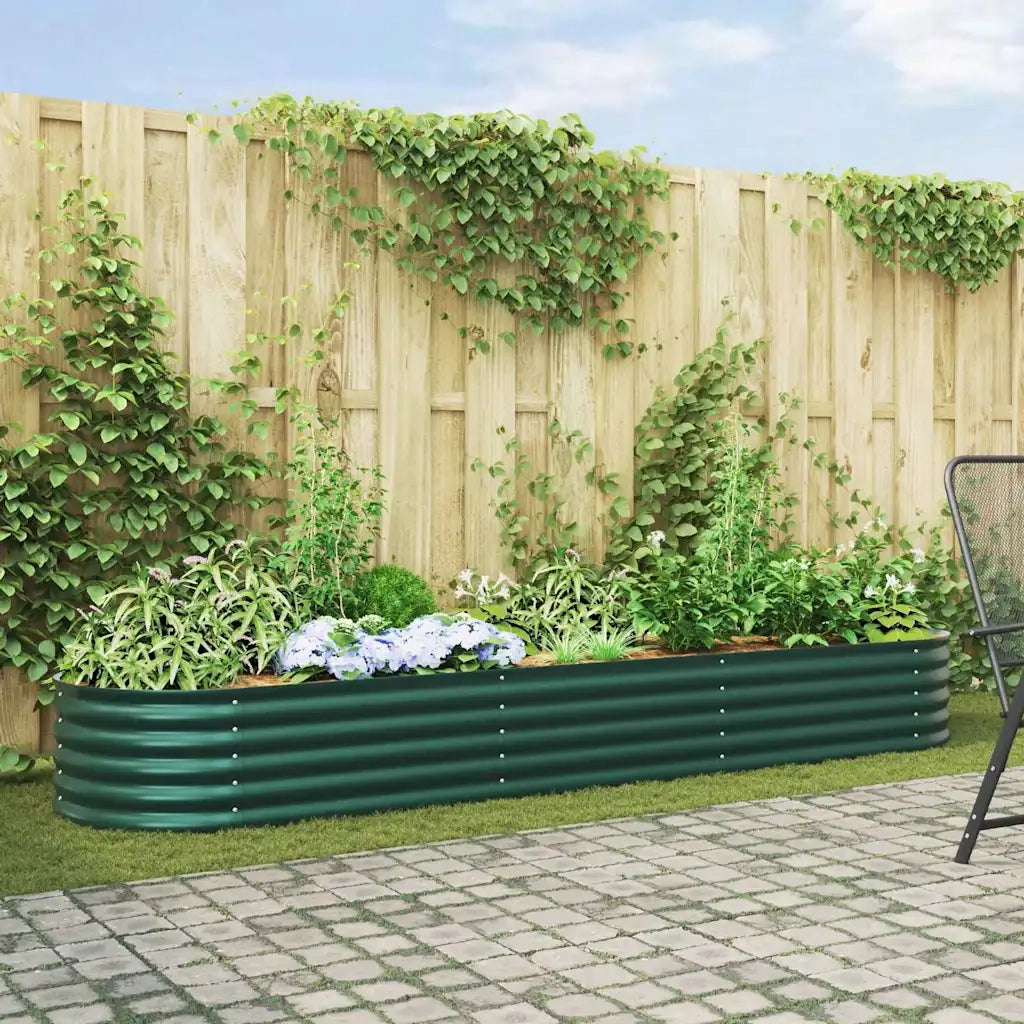 Fioriere | Cassetta per fiori | Letto Rialzato Verde 320 x 80 x 44 cm Acciaio