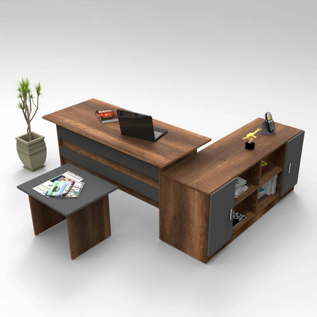 Harriet, set da Ufficio Modulabile, Marrone Noce