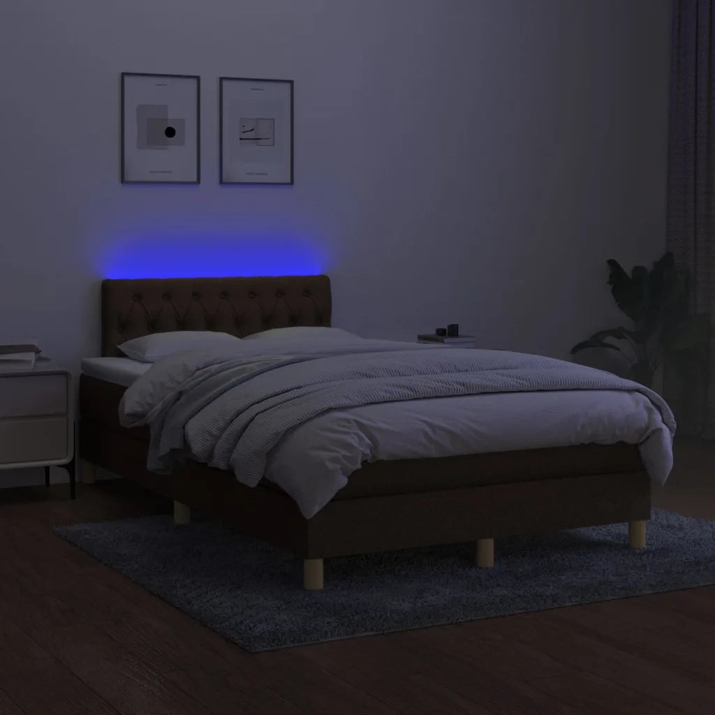 Letto a Molle Materasso e LED Marrone Scuro 120x200 cm Tessuto  cod mxl 61991