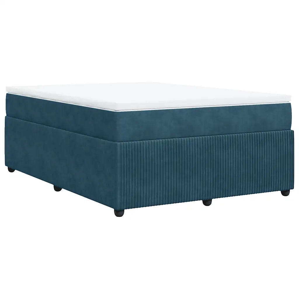 Giroletto a Molle con Materasso Blu Scuro 140x200 cm in Velluto