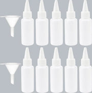 Confezione da 10 flaconi da 30 ml con chiusura a vite in plastica e beccuccio per applicazione - Flaconi vuoti per artigianato colla