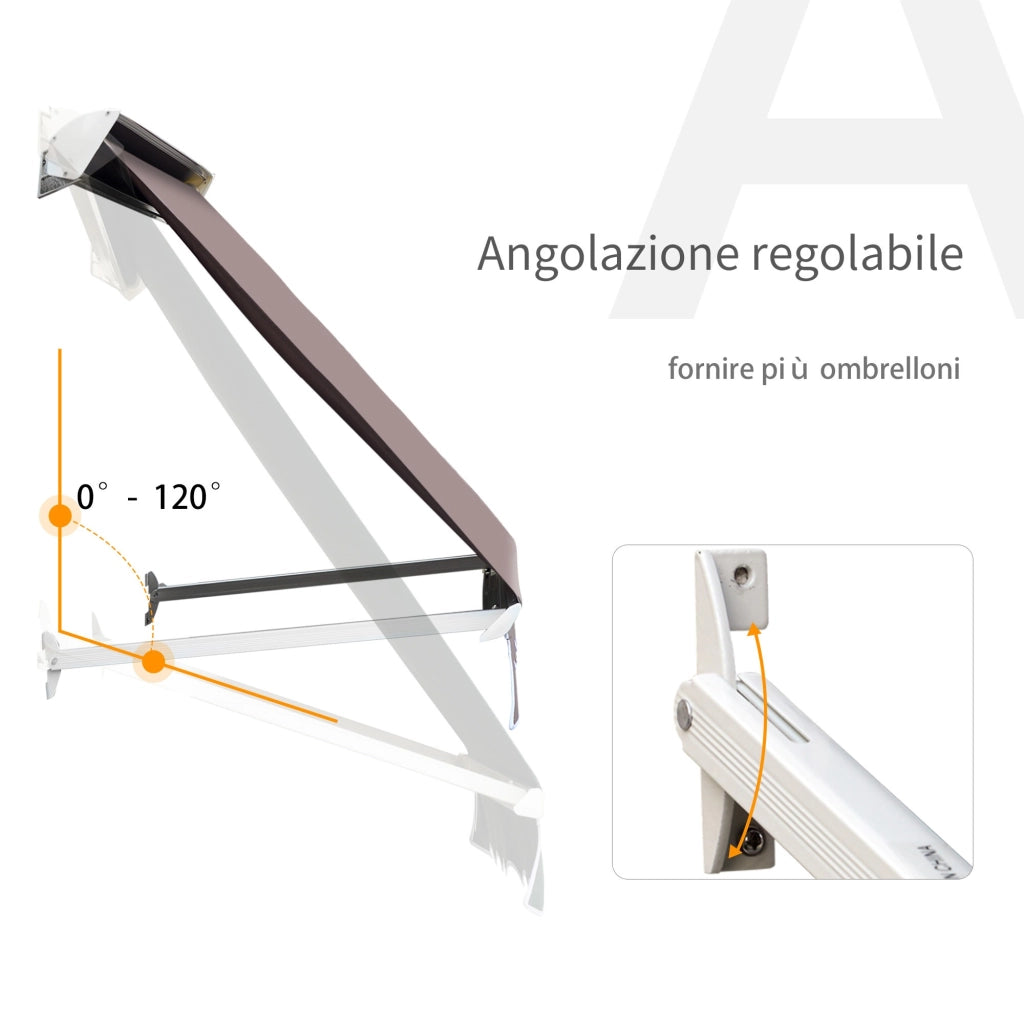 Easycomfort Tenda da Sole a Caduta con Rullo Avvolgibile e Angolazione Regolabile 0-120°, 180×70cm, Marrone