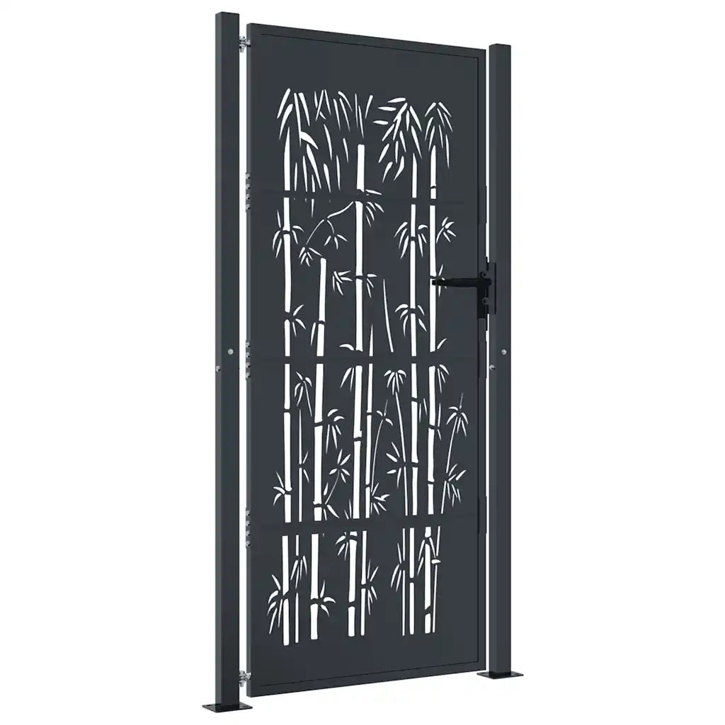 Cancello da giardino-Porta da giardino Antracite 105x205 cm Acciaio Design in Bamb¨´