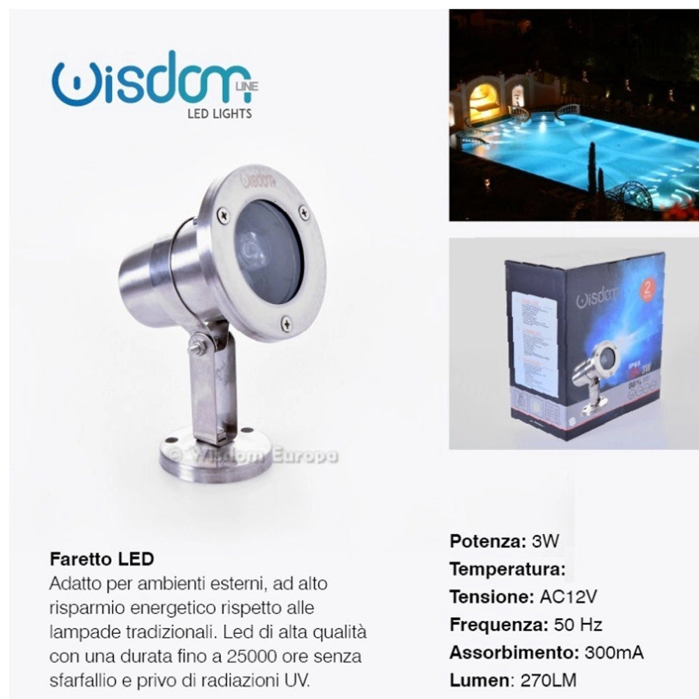 Trade Shop - Faretto Spot Light Per Esterno Da Giardino 3 Watt Luce Calda Fredda Verde Rgb - -bianco Caldo      -