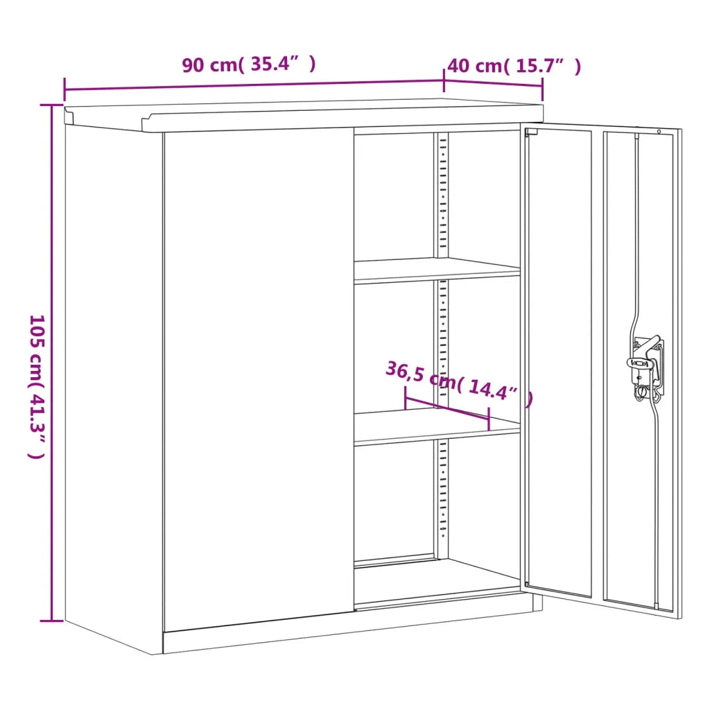 Armadio Classificatore Bianco 90x40x105 cm in Acciaio 339736