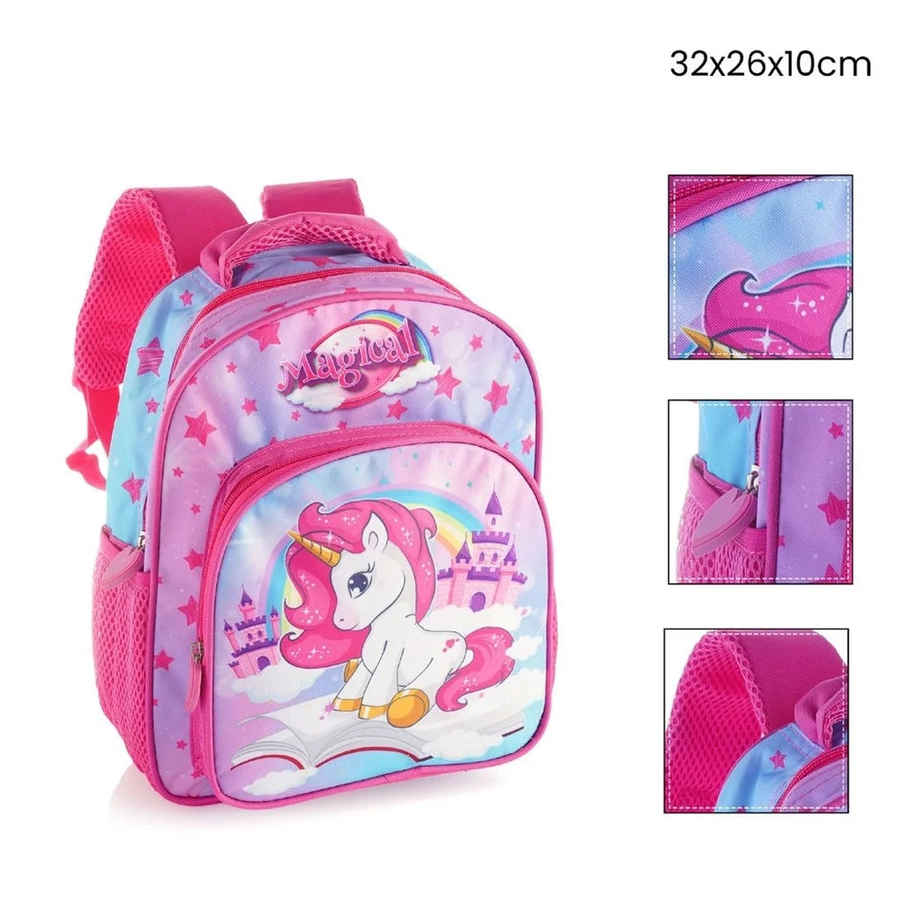 Trade Shop - Zaino Zainetto Asilo Unicorno Magical Con Tasca Deluxe Per Scuola Viaggi Bambina 724946 -