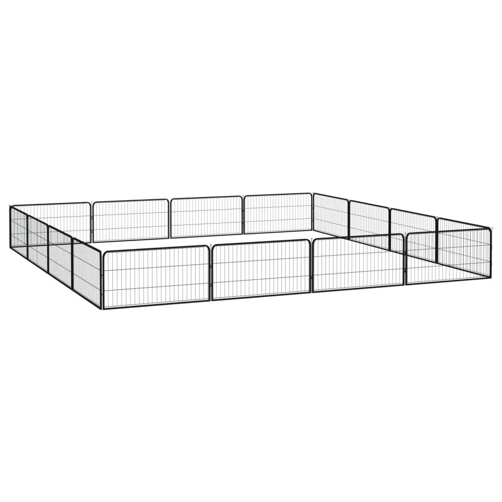 Box Cani 16 Pannelli Nero 100x50 cm Acciaio Verniciato Polvere CFW3558623