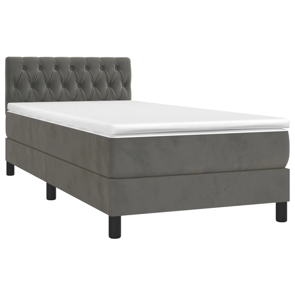 Letto a Molle con Materasso e LED Grigio Scuro 100x200 cm 3134568