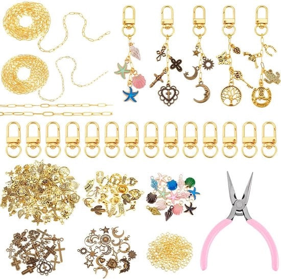 Set di 408 chiavi ingessate - Set di clip regolabili - Catene per paperclip - Anelli di connessione - Tastiere per attività manuali - Lega di alluminio e ottone - Set di attività manuali
