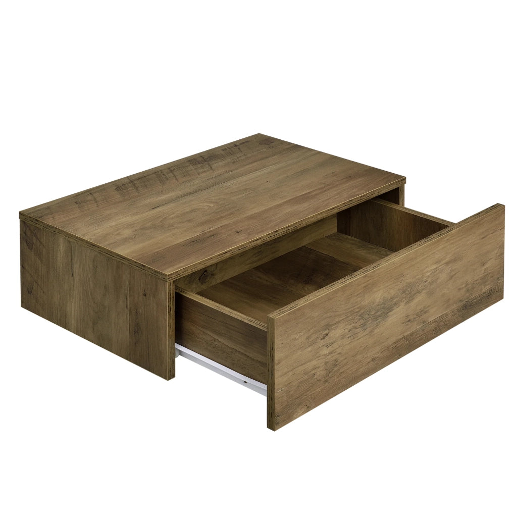 Set di due mensole da parete per camera da letto con 2 cassetti effetto legno bianco opaco 46 ​​x 30 x 15 cm 03_0007098
