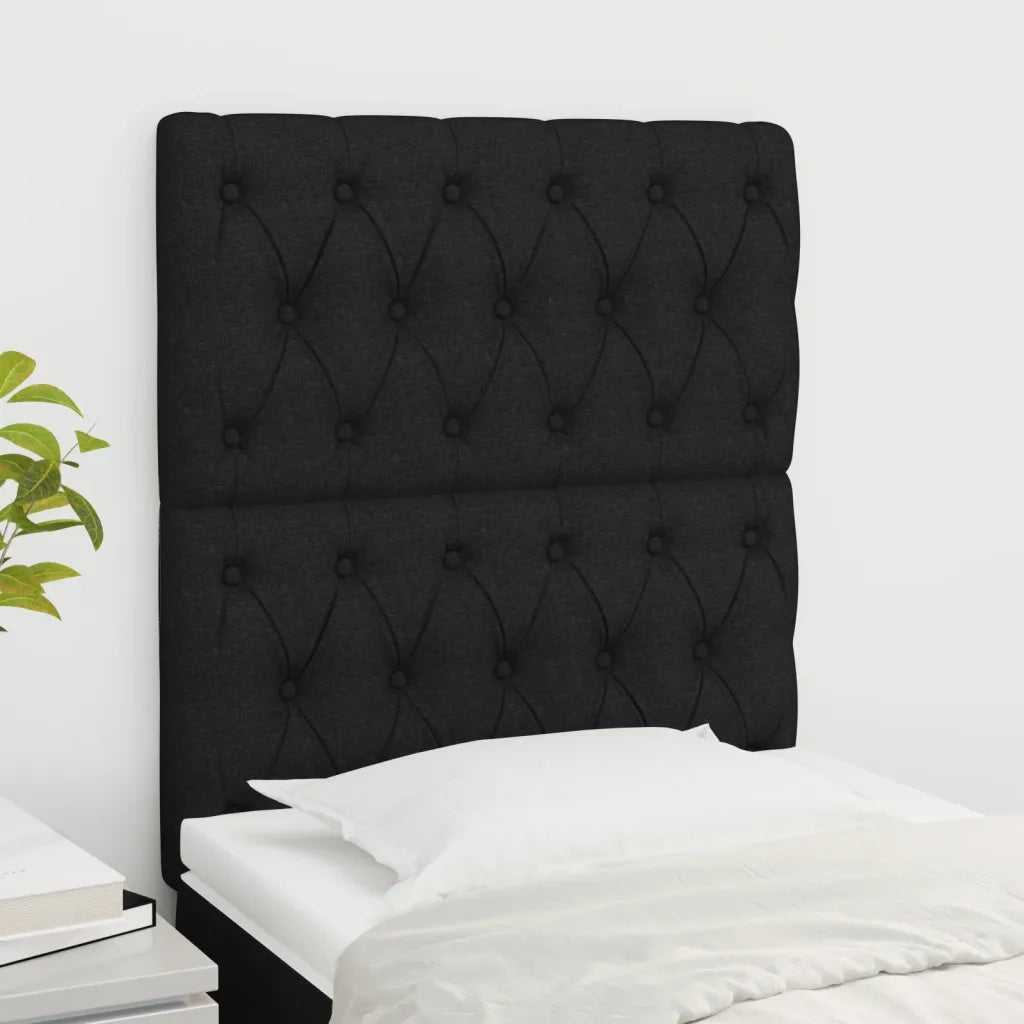 Testiera 2 pz-Set di 2 Testata-Testiera Decorativa Nera 80 x 7 x 78/88 cm in Tessuto 454242