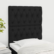 Testiera 2 pz-Set di 2 Testata-Testiera Decorativa Nera 80 x 7 x 78/88 cm in Tessuto 454242