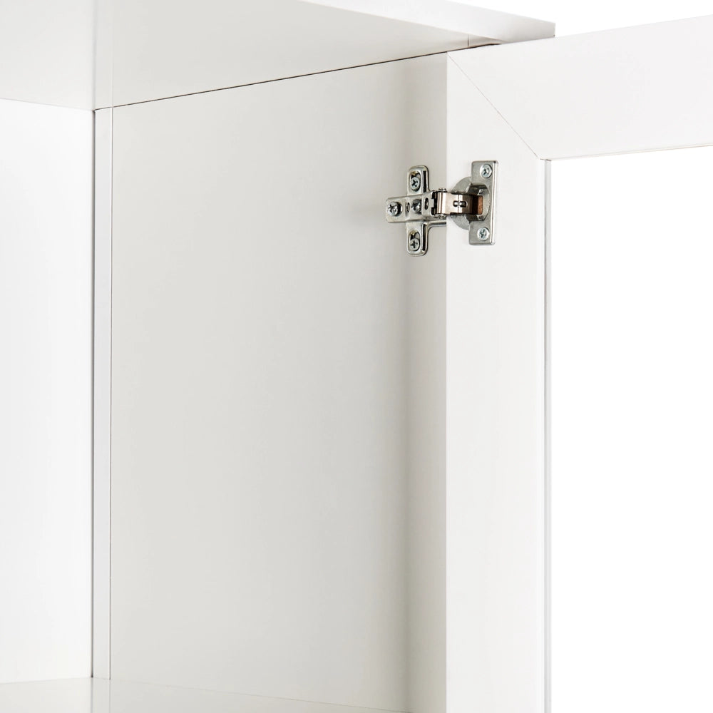 Mobile decorativo in legno massiccio bianco con cassetto espositivo in vetro Classico scandinavo a bordo alto Sala da pranzo Soggiorno