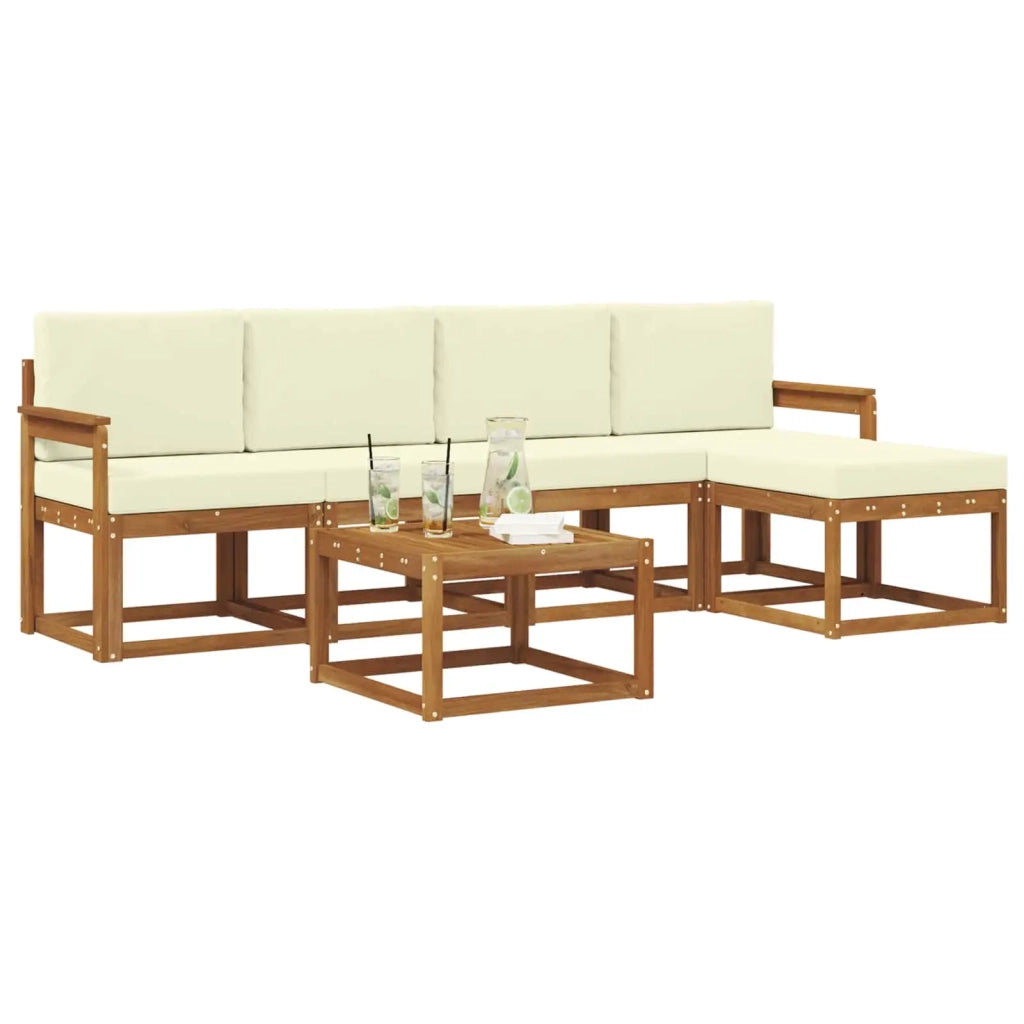Set di divani da esterno con cuscino 6 pcs Naturale e Crema 3366278