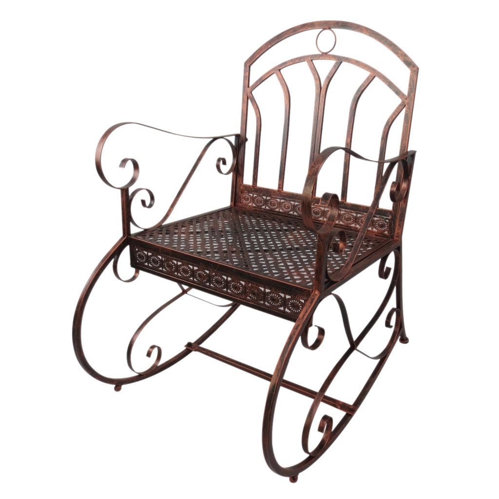 Poltrona dondolo da giardino in rattan ¨C zephmum ¨C marrone e nero 61x79x90