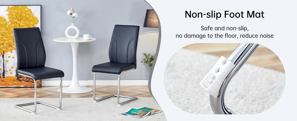 Sedie da Pranzo in Similpelle Nero ¨C MINIMAL ¨C Set 2 Pezzi, Gambe in Metallo