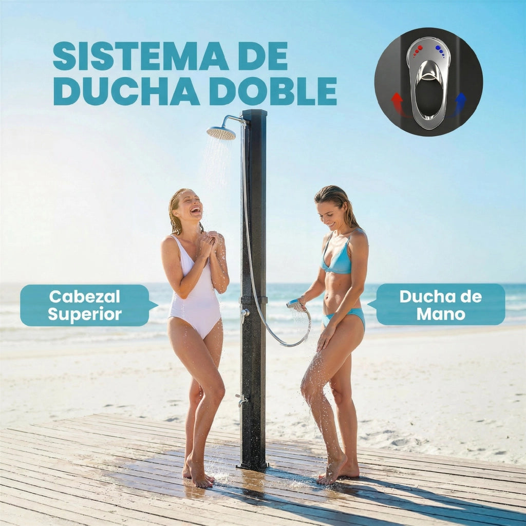Ducha Solar 60L con Cabezal de Mano ¨C zephmum ¨C Nero