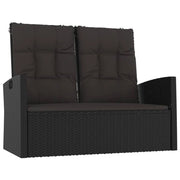 Panca da giardino mobili da esterno per patio panca reclinabile da terrazza con cuscini nera 118 x 62 x 95 cm resina intrecciata 02_0011739