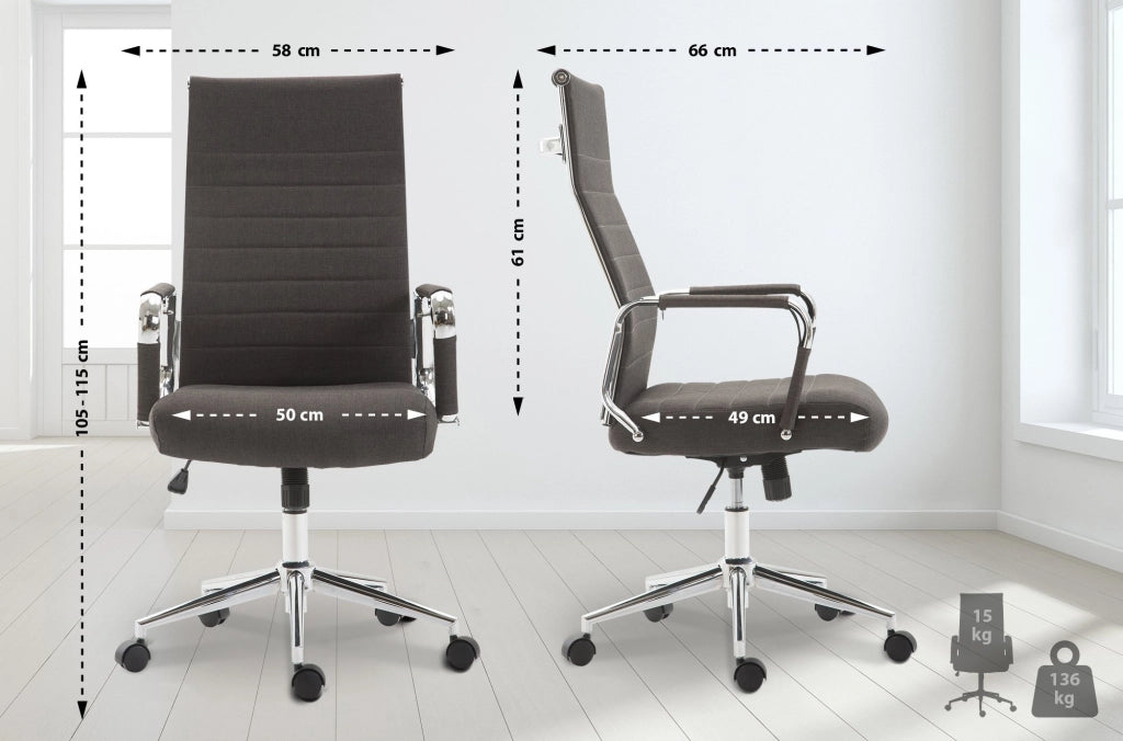 Sedia ufficio KOLUMBUS in tessuto grigio scuro