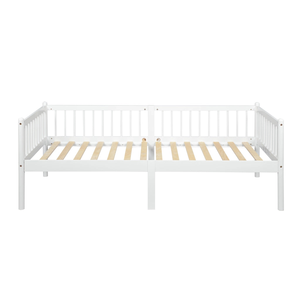 Divano letto 90 x 200 cm, letto singolo in pino, bianco