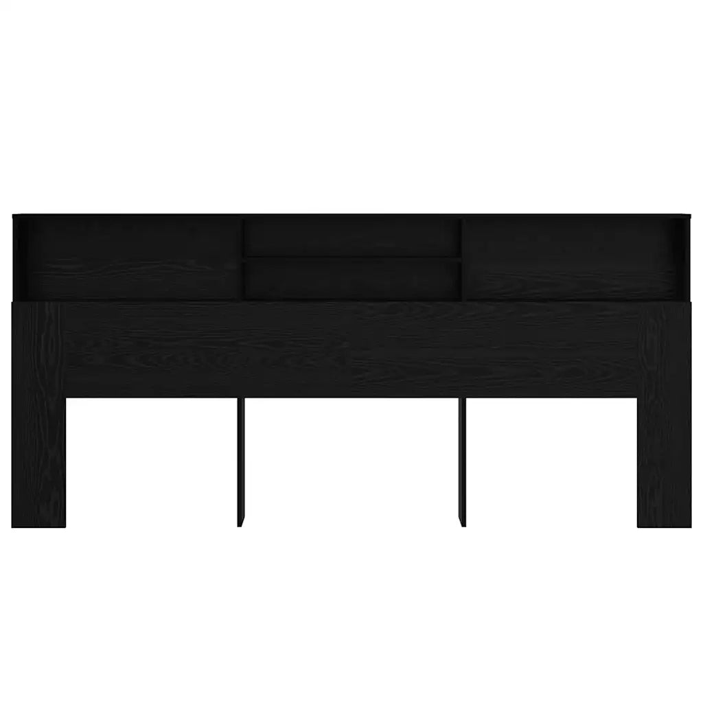 Testata del letto-Testiera con Contenitore Rovere Nero 220 x 19 x 101,5 cm