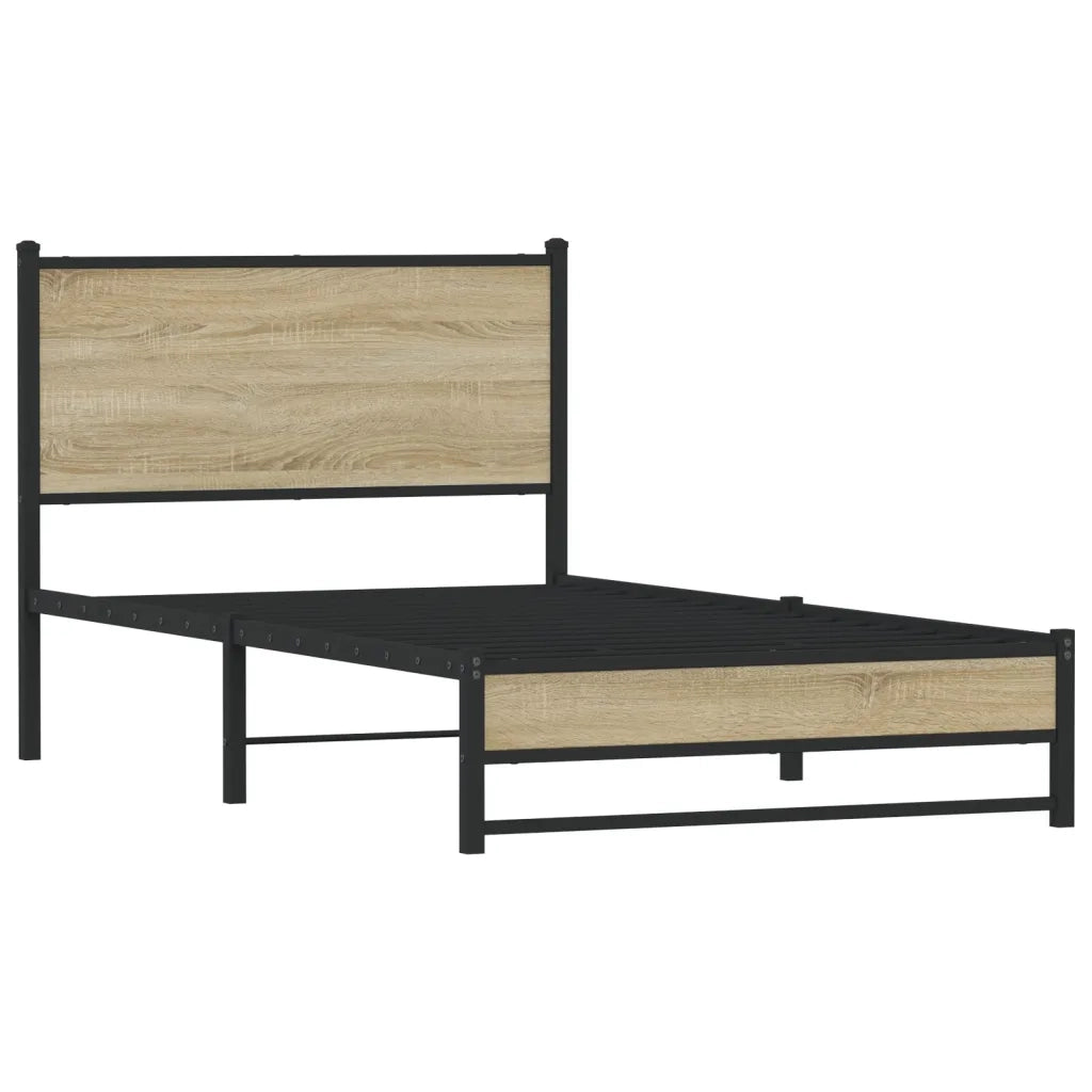 vidaXL Giroletto senza Materaso in Metallo Rovere Sonoma 100x190 cm