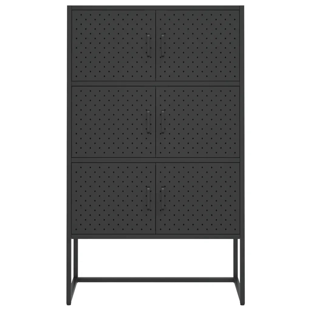 Credenza Alta Nera 80x35x135 cm in Acciaio cod mxl 40304