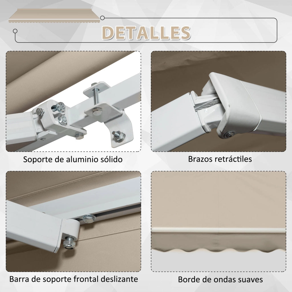 Tenda da Sole Manuale 395x245 cm ¨C Xylo ¨C Alluminio e Poliestere 280g/m2 Beige