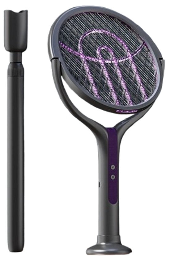 Muggi elettrici - Muggi elettriche con testa rotante - Superpotente - Muggi elettriche 2 in 1 - Ricaricabile - Con luce UV - Adatto per giardini interni - Con asta telescopica