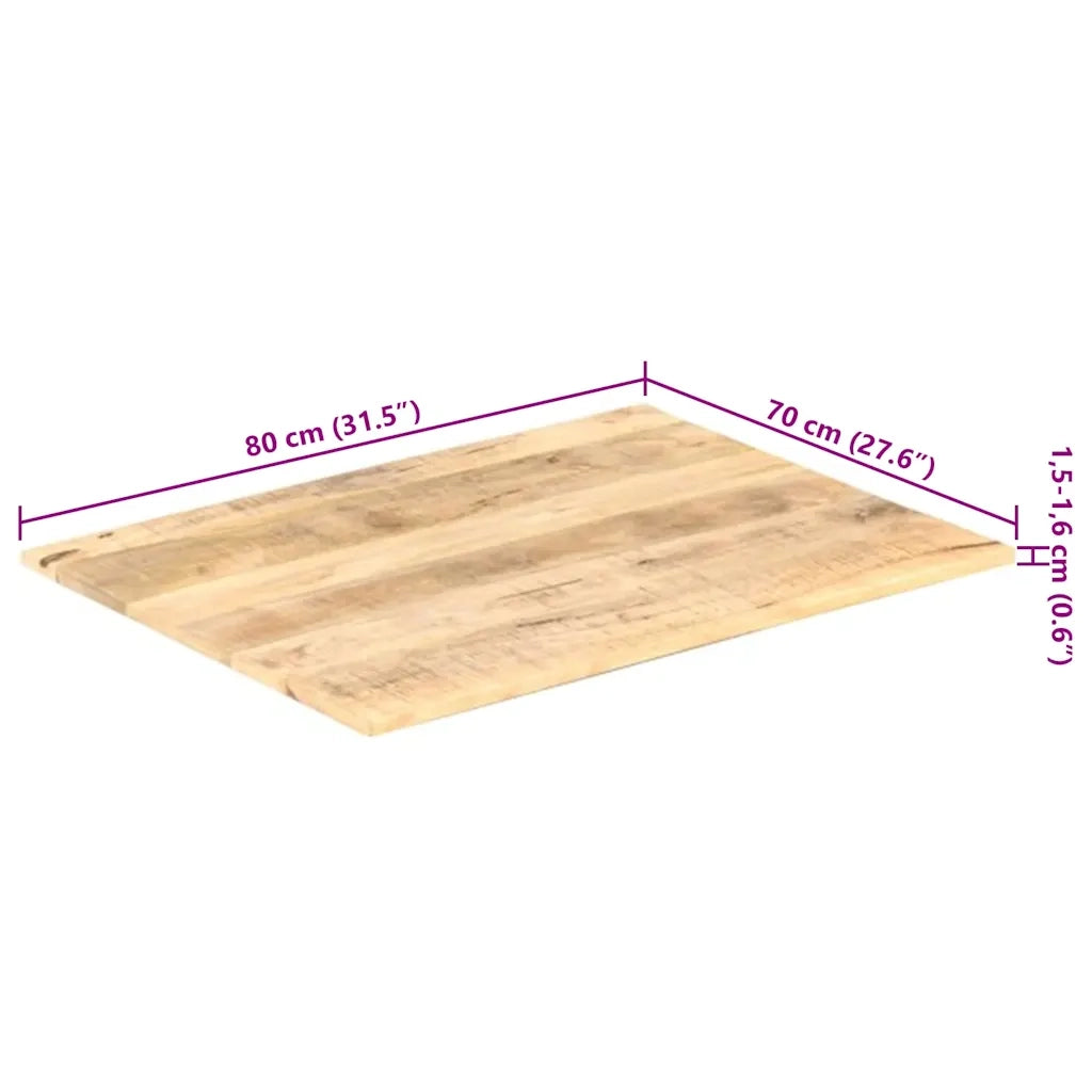 Piano Tavolo in Legno Massello di Mango 15-16 mm 80x70 cm 286017