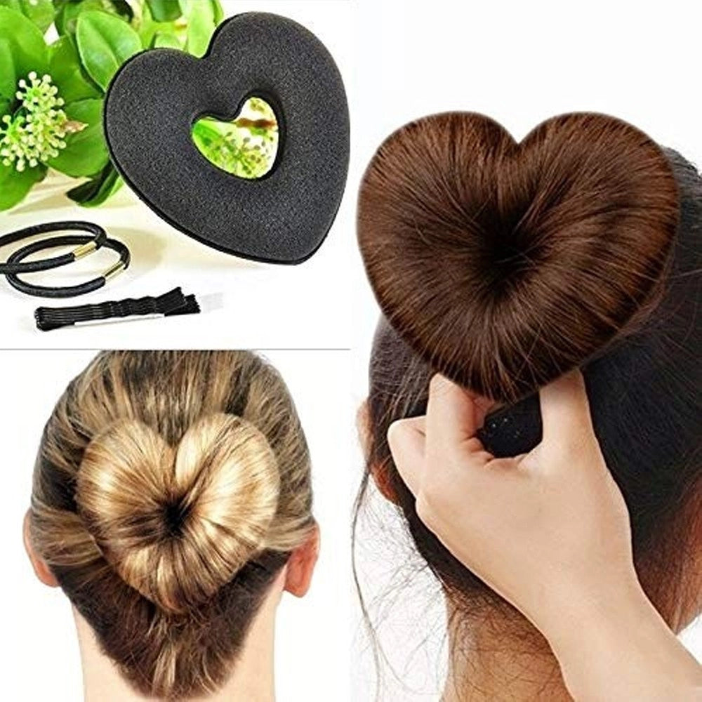 Trade Shop - Chignon A Forma Di Cuore Con 5 Forcine E 2 Codini Per Capelli Acconciatura Moda -