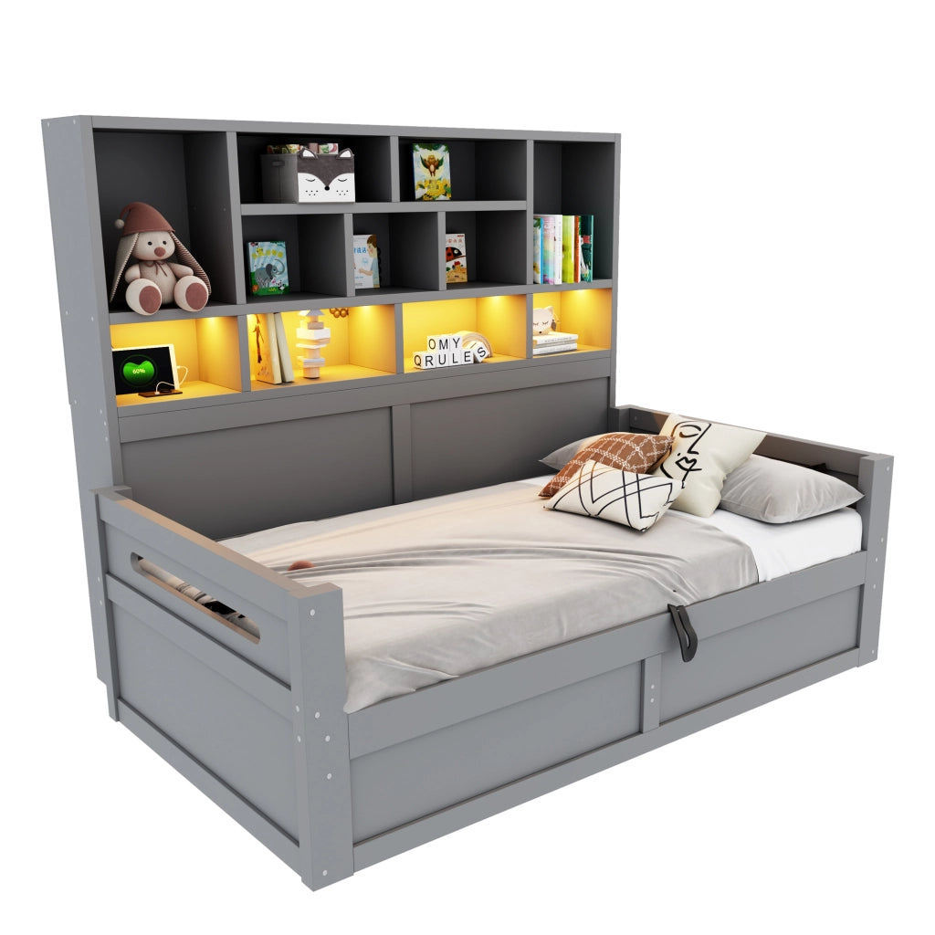 letto singolo mdf grigio 90 x 200 cm