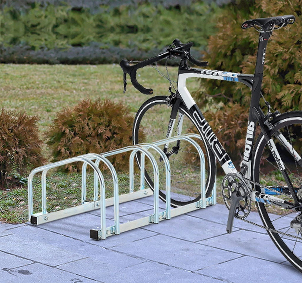 RASTRELLIERA PORTABICICLETTE PARCHEGGIO PER 3 BICICLETTE TUBI D'ACCIAIO 70.5 × 33 × 27 CM ARGENTO