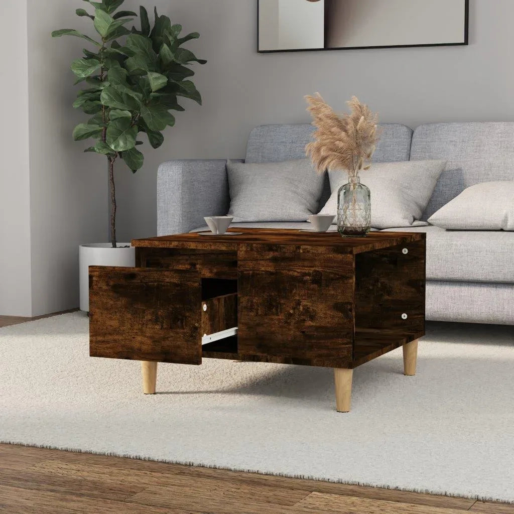 Tavolino da Salotto Rovere Fumo 55x55x36,5 cm Legno Multistrato 821081