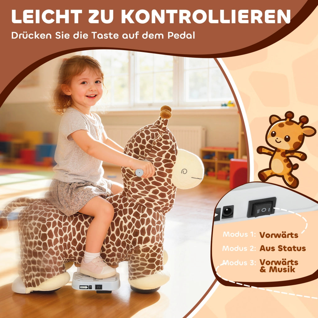 Giraffa a Dondolo per Bambini ¨C Zephmum ¨C Batteria, Musica, Tessuto Lavabile, Marrone