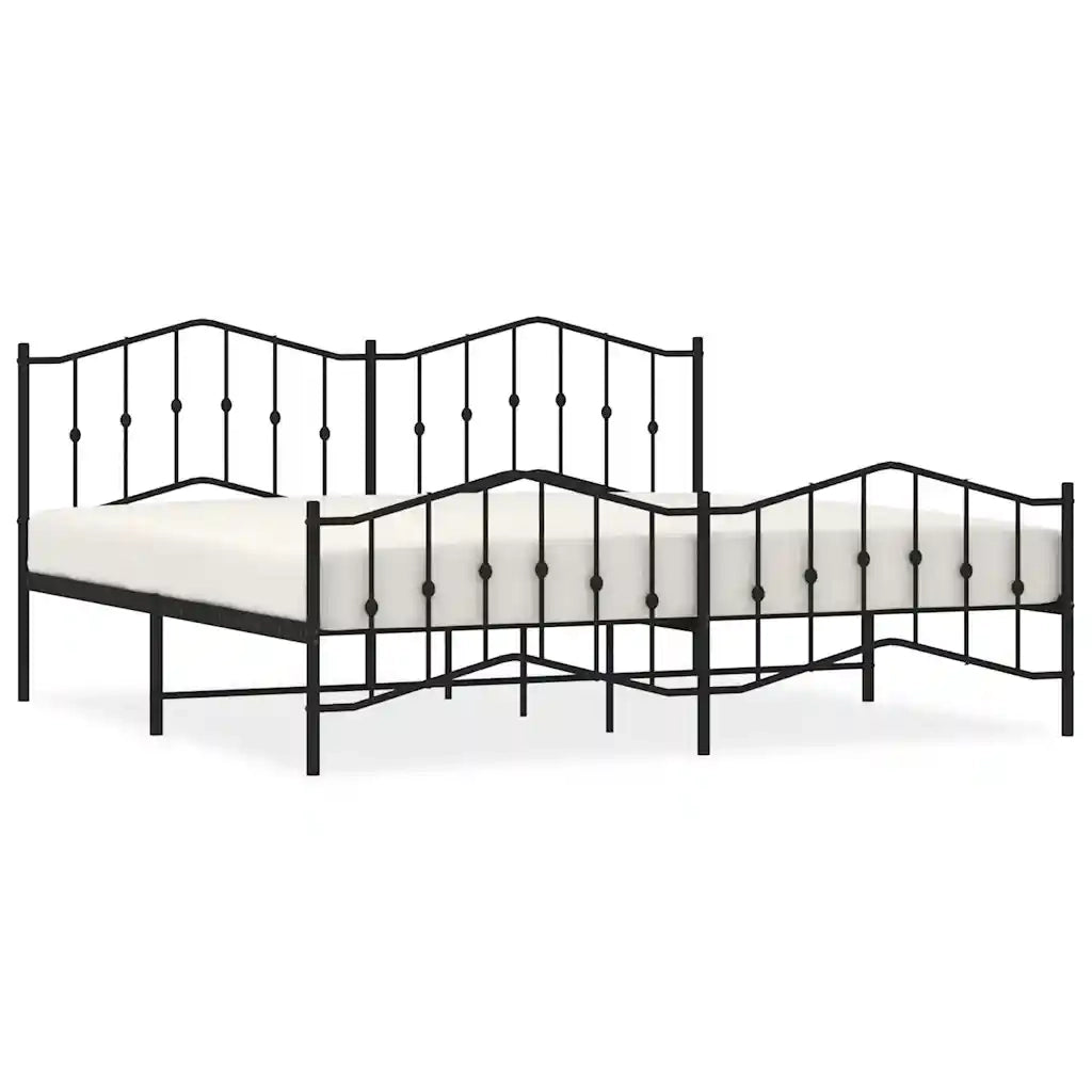 Giroletto con Testiera e Pediera Metallo Nero 193x203 cm 373813