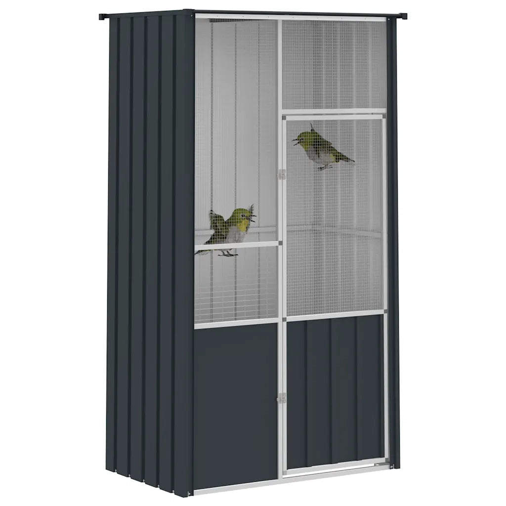 Gabbia per Uccelli Antracite 115x78x200 cm in Acciaio Zincato 172342
