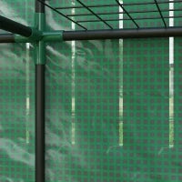 Serra da Giardino con Ripiani Metallici a 3 Livelli, Serra da Balcone, Copertura PE, Tetto Inclinato, 144 x 48 x 152 cm, Verde