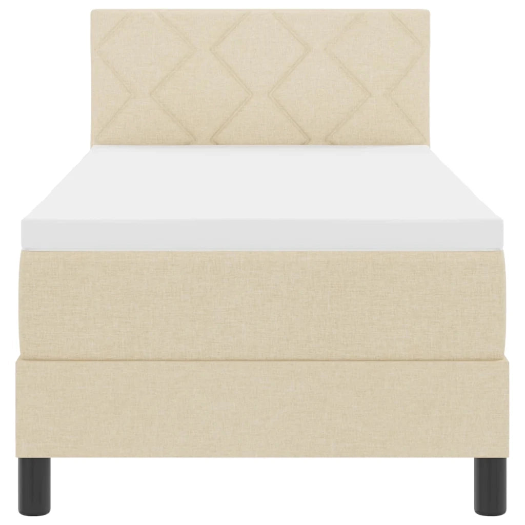 Letto a molle con materasso Crema 80 x 200 cm Tessuto