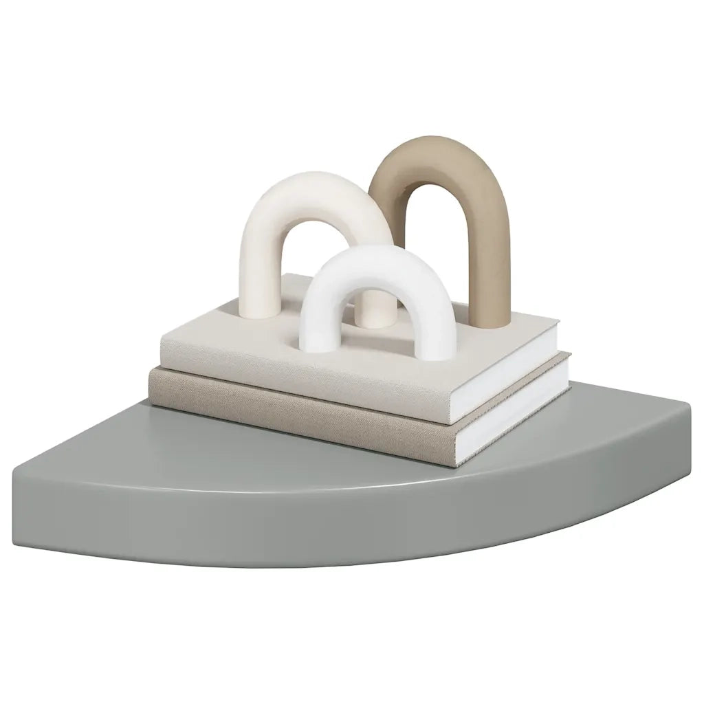 Scaffali Angolari a Parete 4 pz Grigio Lucido 25x25x3,8 cm MDF 323894