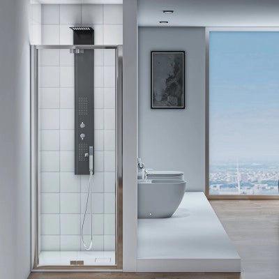Porta doccia nicchia 90 cm a soffietto con vetro in cristallo trasparente Ted
