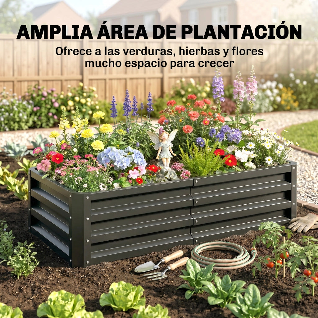 Fioriera Rialzata Rettangolare per Giardino ¨C zephmum ¨C Grigio Acciaio Galvanizzato 120x60x30,5 cm