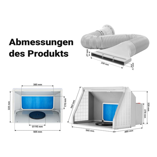 Cabina di aspirazione per verniciatura ad aerografo 9m³/min con LED 2 ventole 2 velocità