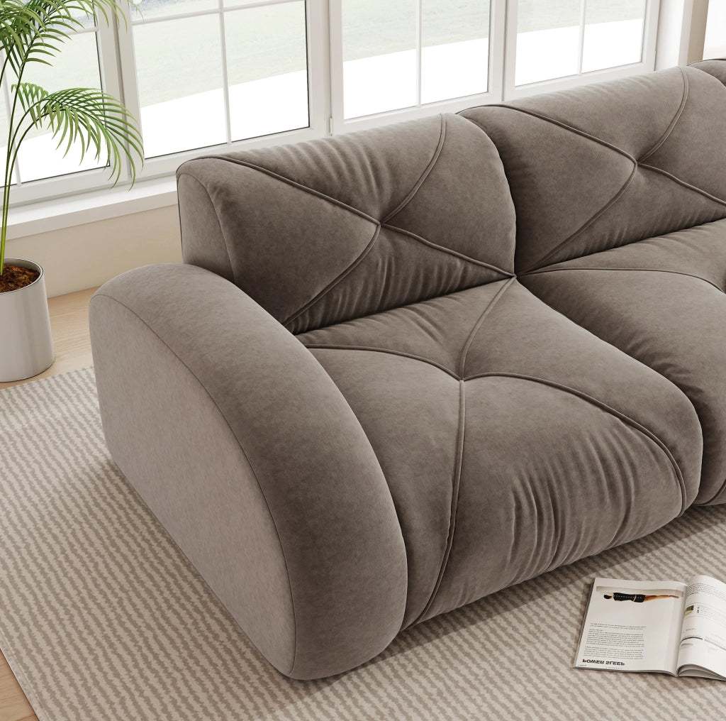 Divano modulare senza struttura in chenille taupe 204x171x76 cm