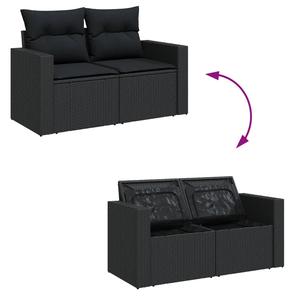 Set Divani da Giardino con Cuscini 7pz Nero Polyrattan 3256475