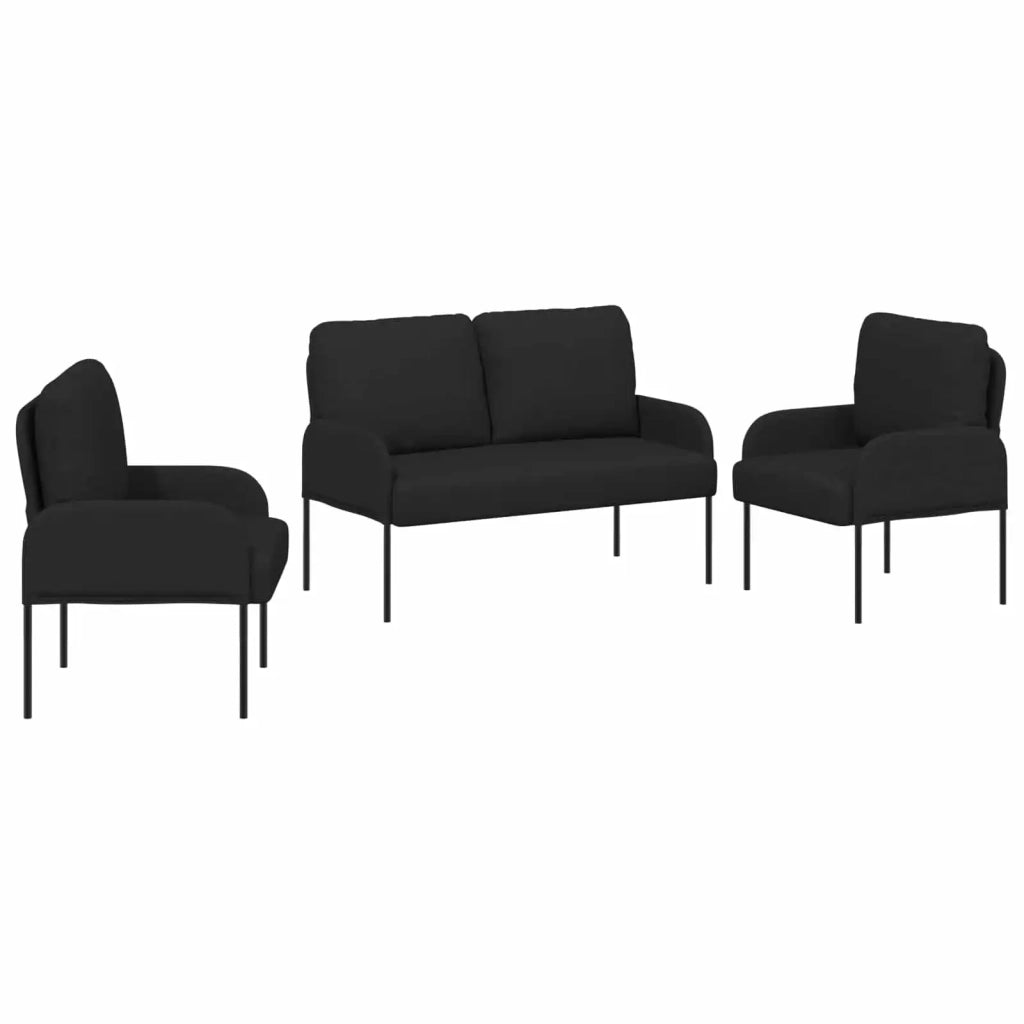 Set divani 3 pcs Nero 115 x 56 x 80 cm Legno compensato