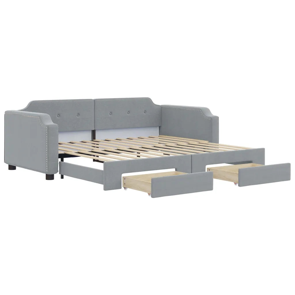 Divano Letto Estraibile Cassetti-Sofa Letto-Daybed Grigio Chiaro 90x190cm Tessuto 214113