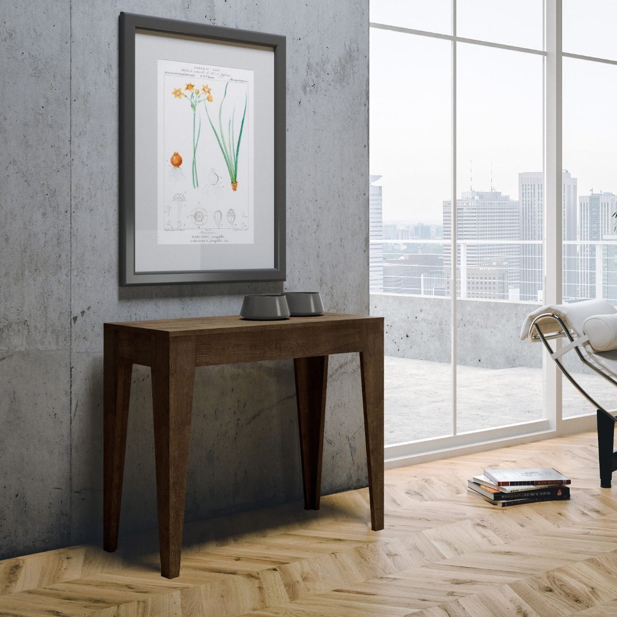 Consolle Allungabile 90-302x42x77 cm in Nobilitato Marrone