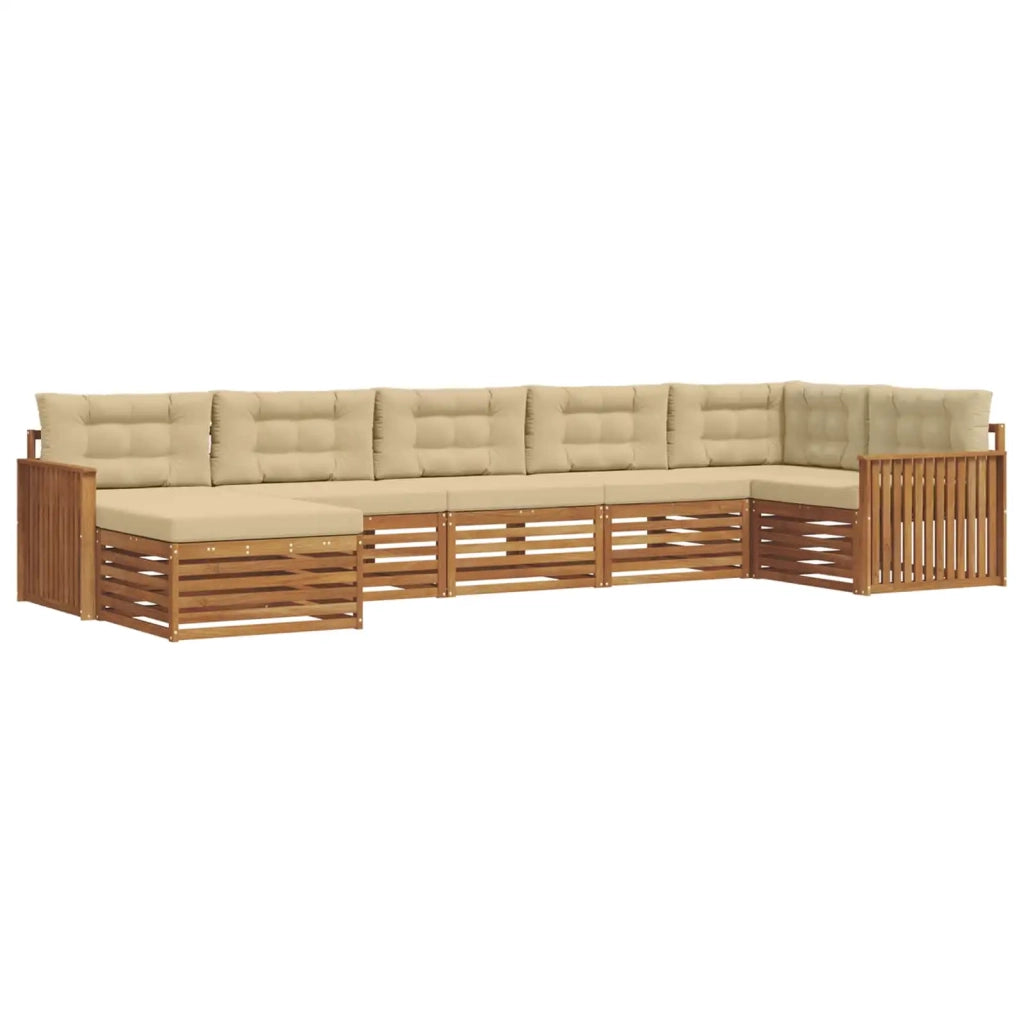 Set di divani da esterno con cuscino 7 pcs Naturale e Beige